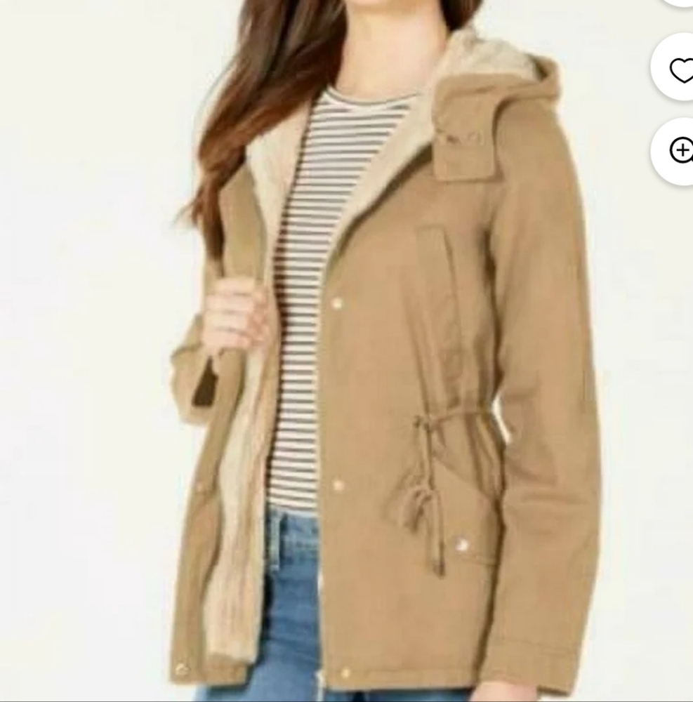 Collection B Juniors Hooded Anorak style Jacke,NWOT, Beige Brown,XS